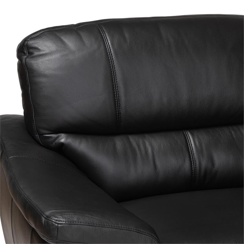 Baxton Studio Townsend Black Leather Sectional Sofa With Right Facing Chaise